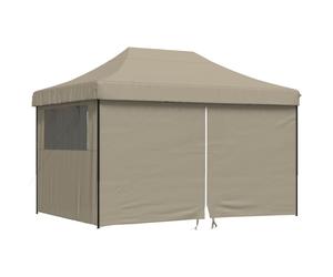 (taupe, with 4 sidewalls) vidaXL Foldable Party Tent Pop-Up with 4 Sidewalls Patio Gazebo Canopy Shelter