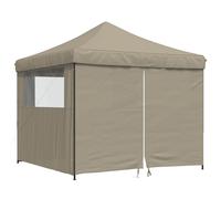 vidaXL Foldable Party Tent Pop-Up with 4 Sidewalls Taupe