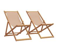 (taupe, without armrest/ 2 pcs) vidaXL Folding Beach Chair Outdoor Chair Garden Beach Fabric and Wooden Frame