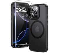 TAURI Magnetic for iPhone 16 Pro Max Case, and HD Screen Protector, [Not-Yellowing] [Compatible with MagSafe] Shockproof Phone Case for iPhone 16 Pro Max - Matte Black
