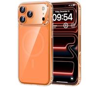 TAURI Magnetic for iPhone 17 Pro Max Case Compatible with MagSafe [Camera Lens Full Protection] Build-in Solid Color Inner Layer, Not-Yellowing Shockproof Transparent Frame Phone Cover - Orange