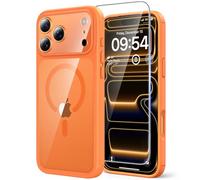 TAURI Magnetic for iPhone 17 Pro Max Case with HD Screen Protector [Compatible with MagSafe] Camera Lens Full Protection, Military-Grade Protection, Not-Yellowing Shockproof Phone Cover - Orange