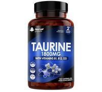 Taurine Supplement - High Strength 1800mg Capsules Enriched with Vitamins B1, B12 & Vitamin D3-120 Amino Acids Capsules - Vegetarian Made in The UK by New Leaf