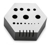 TAURISH Hexagonal Steel Riveting Anvil Block 17mm Thick Multi-Functional Bench Tool for Drilling, Riveting, Jewelry Making, and Watch Repair Hardened Steel Block with 15 Holes and 5 Slots