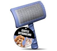 Tauro Pro Line Dog & Cat Slicker Brush for Shedding, Long & Short Hair - Soft Grooming Brush with Ergonomic, Beechwood Handle, Flexible Cushion for Smooth Coat, Rectangular, Purple