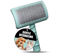Tauro Pro Line Dog & Cat Slicker Brush for Shedding, Long & Short Hair - Soft Grooming Brush with Ergonomic, Beechwood Handle, Flexible Cushion for Smooth Coat, Rectangular, Mint