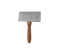 Tauro Pro Line Grooming Slicker Brush Dog & Cat - Professional Soft Pet Brush for Shedding, Long & Short Hair, Detangles Knots, Flexible Cushion & Ergonomic Design, Beechwood Handle, Size S.