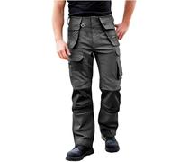 Tauro Slim Fit Stretch Men's Workwear Trousers - Heavy Duty Cotton Cargo Work Pants for Sensitive Skin with Detachable Holster Pockets & Combat Leg Pockets (Waist 30", Slim, Black)