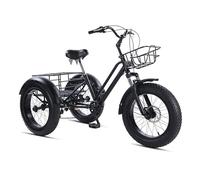 TAURU Tricycle Bicycle for adults 20 inch,7 Speed 3-Wheel Bike,4.0 tire,Cruiser Cycling Tricycle With Shopping Baskets And Mudguards (black)