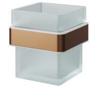 Taurus and Frosted Glass Wall Mounted Bathroom Tumbler | Brushed Bronze | 69mm x 85mm x 69mm