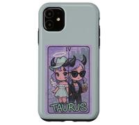 Taurus Angel Devil Zodiac Tarot Girl Cute Split Personality Case for iPhone 11