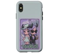 Taurus Angel Devil Zodiac Tarot Girl Cute Split Personality Case for iPhone X/XS