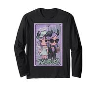Taurus Angel Devil Zodiac Tarot Girl Cute Split Personality Long Sleeve T-Shirt