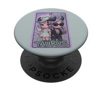 Taurus Angel Devil Zodiac Tarot Girl Cute Split Personality PopSockets Adhesive PopGrip