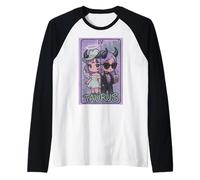 Taurus Angel Devil Zodiac Tarot Girl Cute Split Personality Raglan Baseball Tee