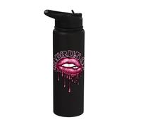 Taurus Babe Shimmering Lips Zodiac Typography Stainless Steel Insulated Water Bottle