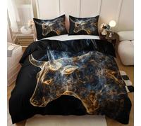 Taurus Bedding Set 3 Pieces,Small Double Duvet Cover,Abstract Farm Animals Comforter Cover,Bedspread Quilt Cover,Ultra Soft Microfiber with Zipper Closure,Home Decor