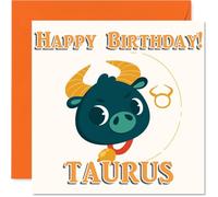Taurus Birthday Card for Men, Zodiac Cartoon