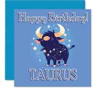 Taurus Birthday Card for Men Women - Zodiac Niji - Happy Birthday Card for Cousin Friend Wife Nan, 145mm Bday Greeting Cards