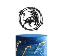 Taurus Cake Topper, Taurus Birthday Cake Topper, Black Glitter April May Birthday Cake Decor for 12 Constellation Party, Zodiac Horoscope Themed Party Decoration