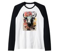 Taurus Head Horns Animal Lovers Wild Bull Raglan Baseball Tee