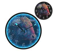 Taurus Night Light Wall Clock LED Wall Clocks Silent Battery-Operated Glow in The Dark Large Digital Display for Bedroom Living Room Kitchen, 12 Inch