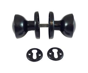 Taurus Plastic Rim / Mortice Knob Set 50mm Epoxy Black (1 Pack)