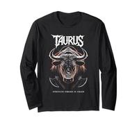 Taurus Strength Forged in Chaos Zodiac Bull Axes Earth Rage Long Sleeve T-Shirt