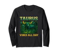 Taurus Vibes Bold Astrology Bull Cosmic Artwork Universe Long Sleeve T-Shirt