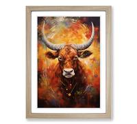 Taurus Zodiac Action Framed Wall Art Print A2 Oak