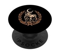Taurus Zodiac Bull Under Crescent Moon Laurel PopSockets Adhesive PopGrip