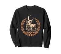 Taurus Zodiac Bull Under Crescent Moon Laurel Sweatshirt