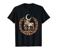 Taurus Zodiac Bull Under Crescent Moon Laurel T-Shirt