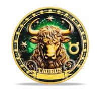 Taurus Zodiac Challenge Coin | Astrological Sign & Symbol Medallion | Taurus Horoscope Token | Commemorative Gifts for Collectors, Astrology Enthusiasts, and Zodiac Lovers