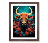 Taurus Zodiac Colour Field Framed Wall Art Print A2 Walnut