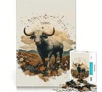 Taurus Zodiac Constellation Jigsaw Puzzle 1000 Piece for Adults Strong Logic Toy Anxiety Relief Clear Edge Festival Gift (38x52cm)