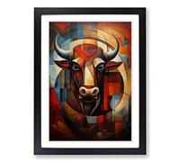 Taurus Zodiac Cubism Framed Wall Art Print A2 Black