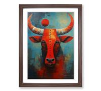 Taurus Zodiac Expressionism Framed Wall Art Print A2 Walnut