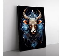 Taurus Zodiac Geometric Art Canvas Print for Living Room Bedroom Home Office Décor, Wall Art Picture Ready to Hang, 76x50 cm (30x20 Inch)