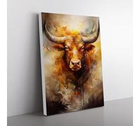 Taurus Zodiac Gestural Art Canvas Print for Living Room Bedroom Home Office Décor, Wall Art Picture Ready to Hang, 76x50 cm (30x20 Inch)