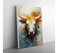 Taurus Zodiac Gestural Art No.2 Canvas Print for Living Room Bedroom Home Office Décor, Wall Art Picture Ready to Hang, 76x50 cm (30x20 Inch)