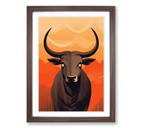 Taurus Zodiac Minimalism Framed Wall Art Print A2 Walnut