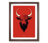 Taurus Zodiac Minimalism Framed Wall Art Print, Ready to Hang Picture for Living Room Bedroom Home Office, Walnut A2 (48 x 66 cm)