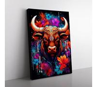 Taurus Zodiac Pop Art Canvas Print for Living Room Bedroom Home Office Décor, Wall Art Picture Ready to Hang, 76x50 cm (30x20 Inch)
