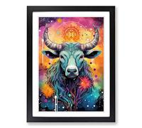 Taurus Zodiac Pop Framed Wall Art Print A2 Black