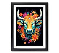 Taurus Zodiac Pop Framed Wall Art Print A2 Black
