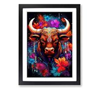 Taurus Zodiac Pop Framed Wall Art Print A2 Black