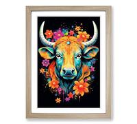 Taurus Zodiac Pop Framed Wall Art Print A2 Oak