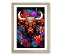 Taurus Zodiac Pop Framed Wall Art Print A2 Oak