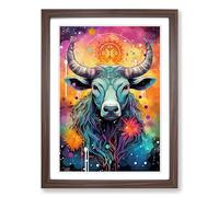 Taurus Zodiac Pop Framed Wall Art Print A2 Walnut